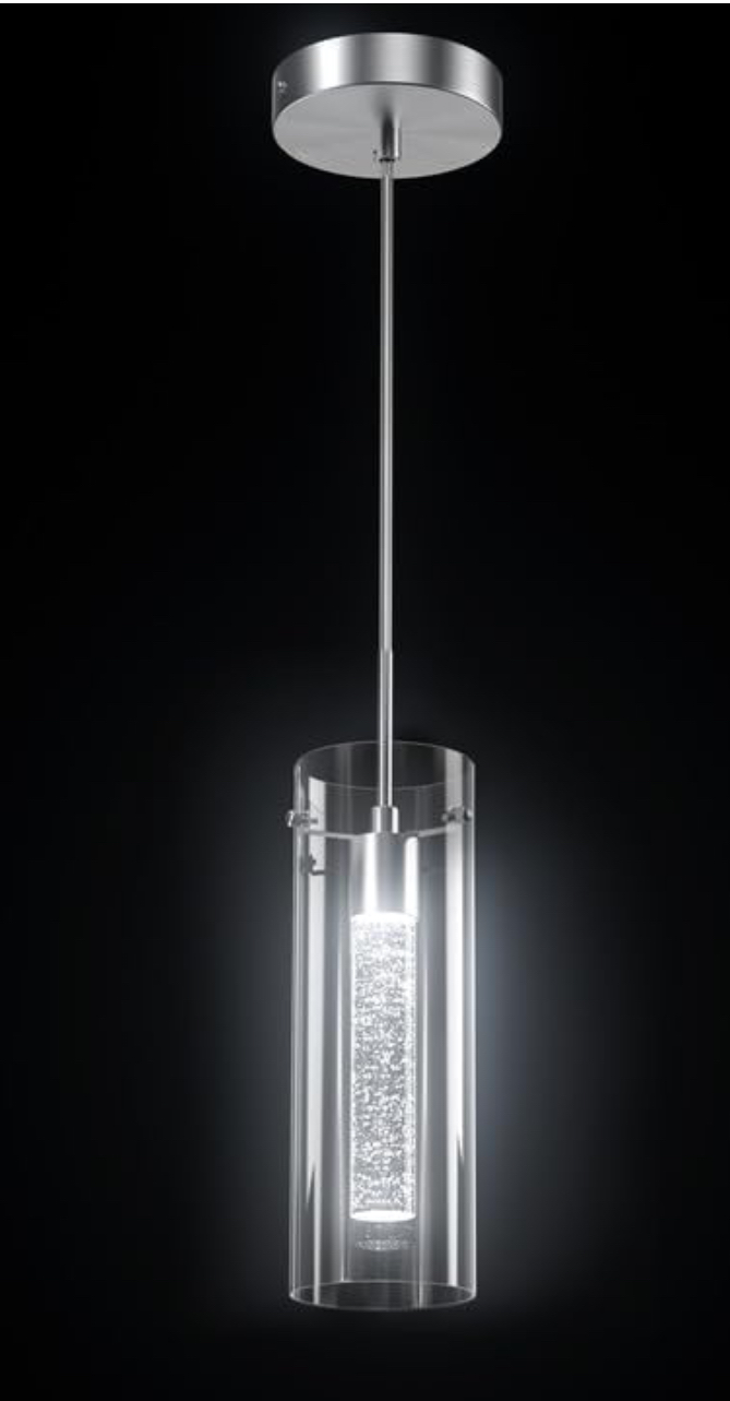 1 Pack Pendant Ceiling Light Fixture, Pendant Lights for Kitchen Island Crystal Pendant Light, 1-Light Integrated Kitchen Hanging Light Fixture Modern Island Light with Bubble Glass