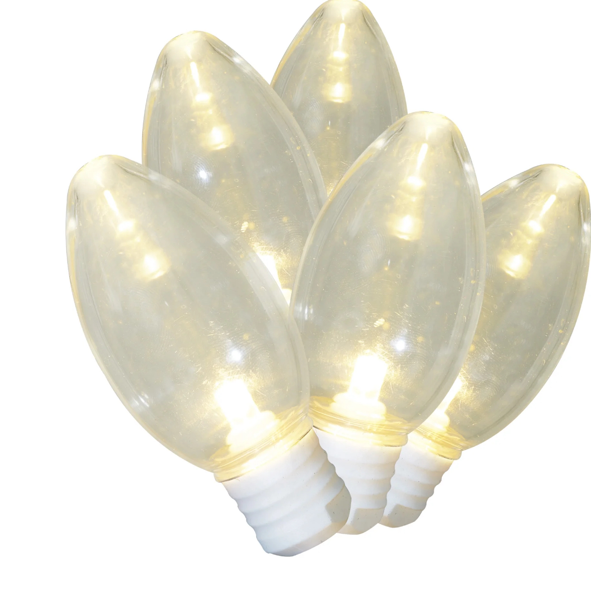 100-Count Warm White LED Smooth C9 Christmas Lights with White Wire, 58.1', Holiday Time