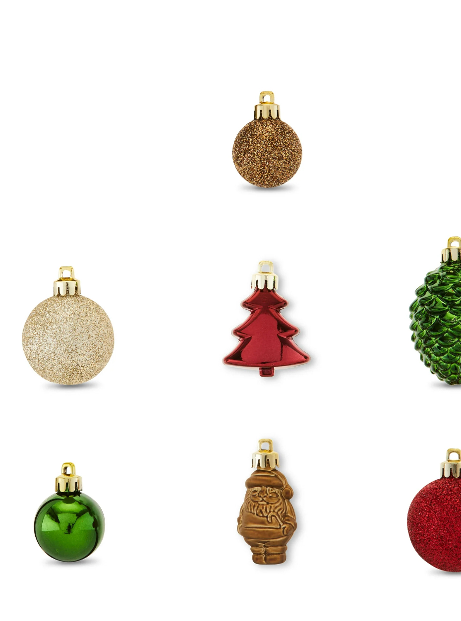20-Count Symbols of Christmas Shatterproof Mini Ornaments, Red/Green/Gold/Champagne, Holiday Time