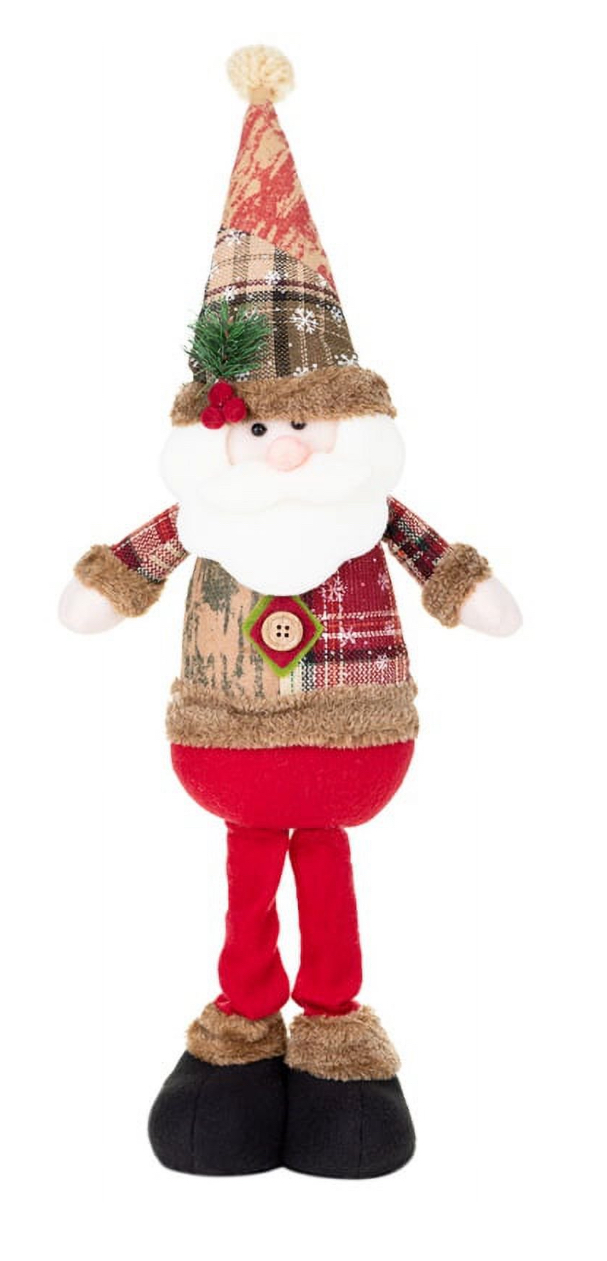 23.6 Inch Christmas Santa Claus with Long Legs Ornament for Table, Fireplace, Home Decoration