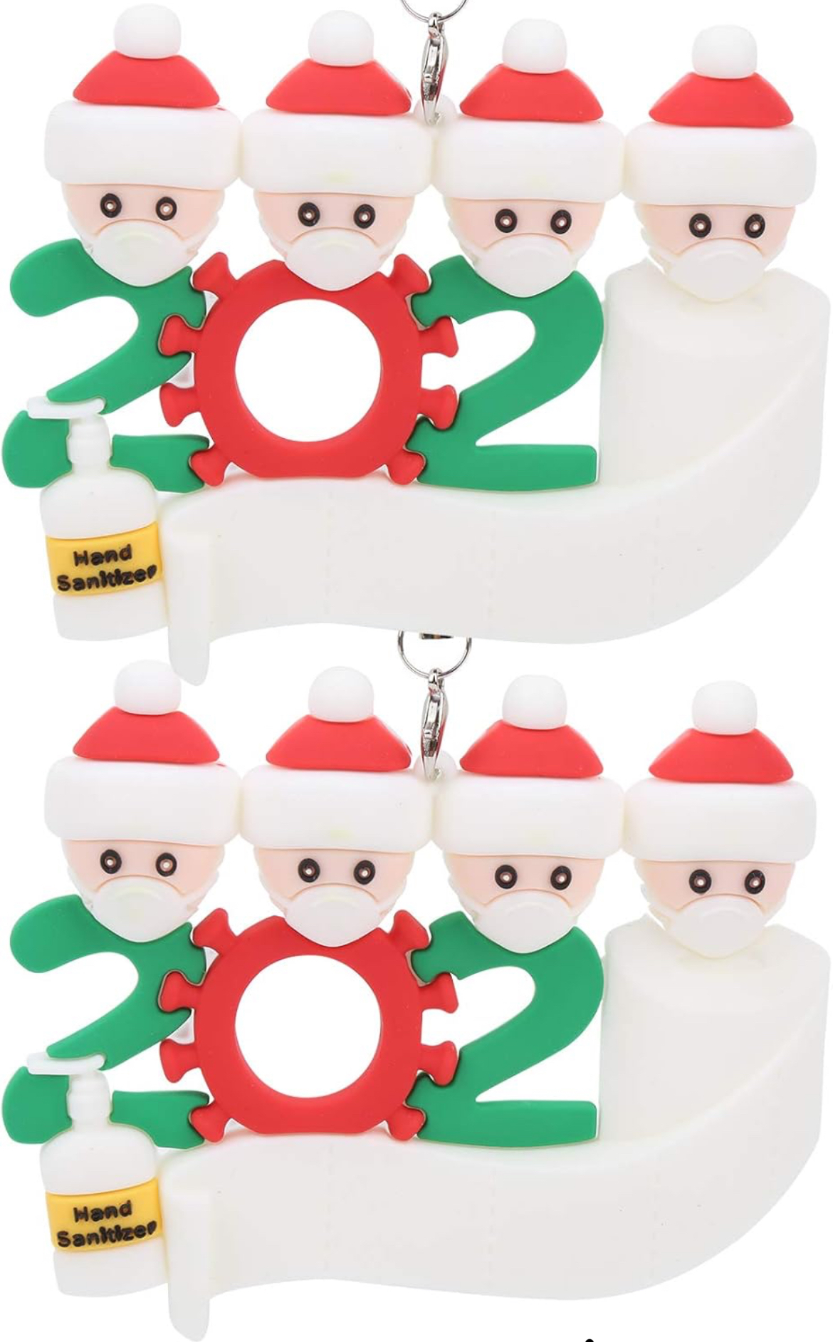 2pcs Christmas Decoration Blessing Tree Hanging Pendant Santa Claus Holiday Decor (Family of 4)