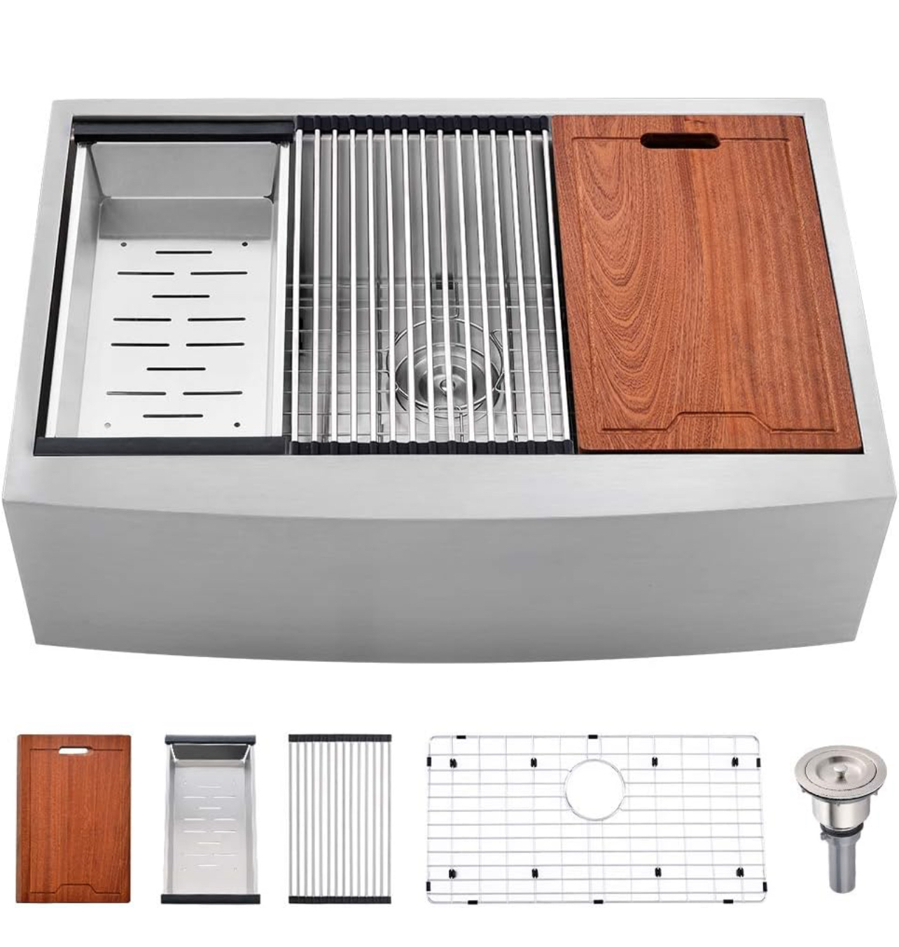 30 Inch Stainless Steel Farmhouse Sink Workstation-Bokaiya 30x20 Apron Front Farm Sink Stainless Steel Workstation Sink 16 Gauge Single Bowl Farmhouse Kitchen Sink with Cutting Board