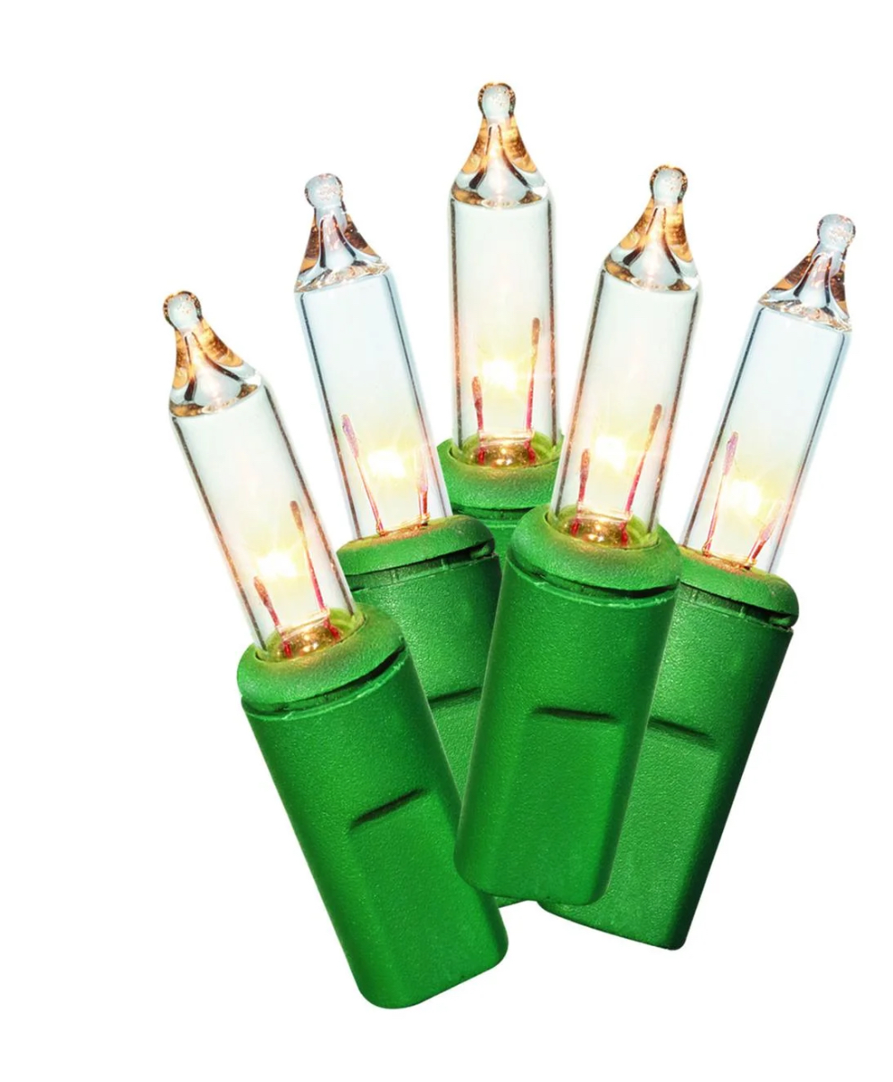 300-Count Clear Incandescent Mini Christmas Lights with Green Wire, 62.5, Holiday Time