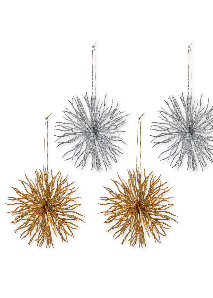 4-Count Gold Silver Snowflake Ornament, 0.097kg, by Holiday Time