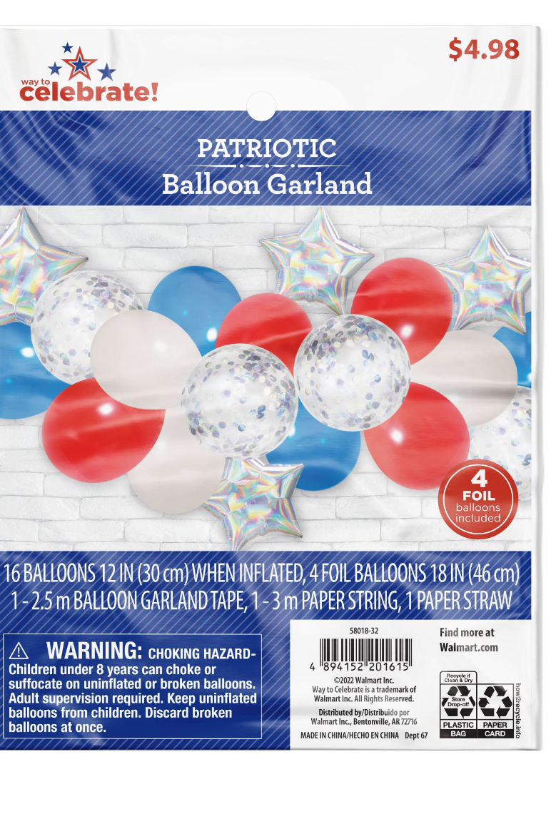 4th of July Party Decoration Multicolor Balloon Garland, 23Pcs -Way to Celebrate