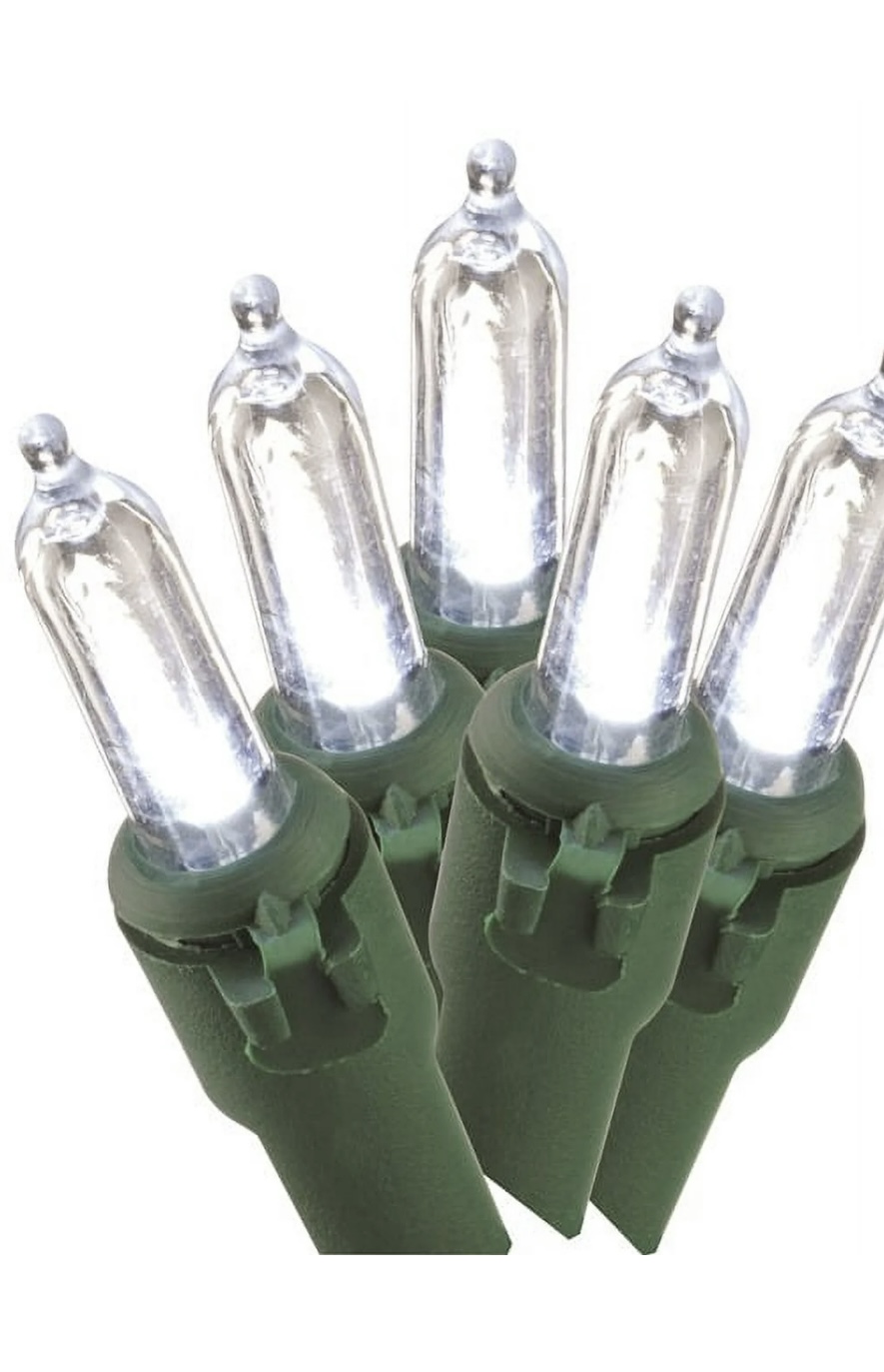 50 count LED Mini Cool White String Lights, Green Wire, by Holiday Time