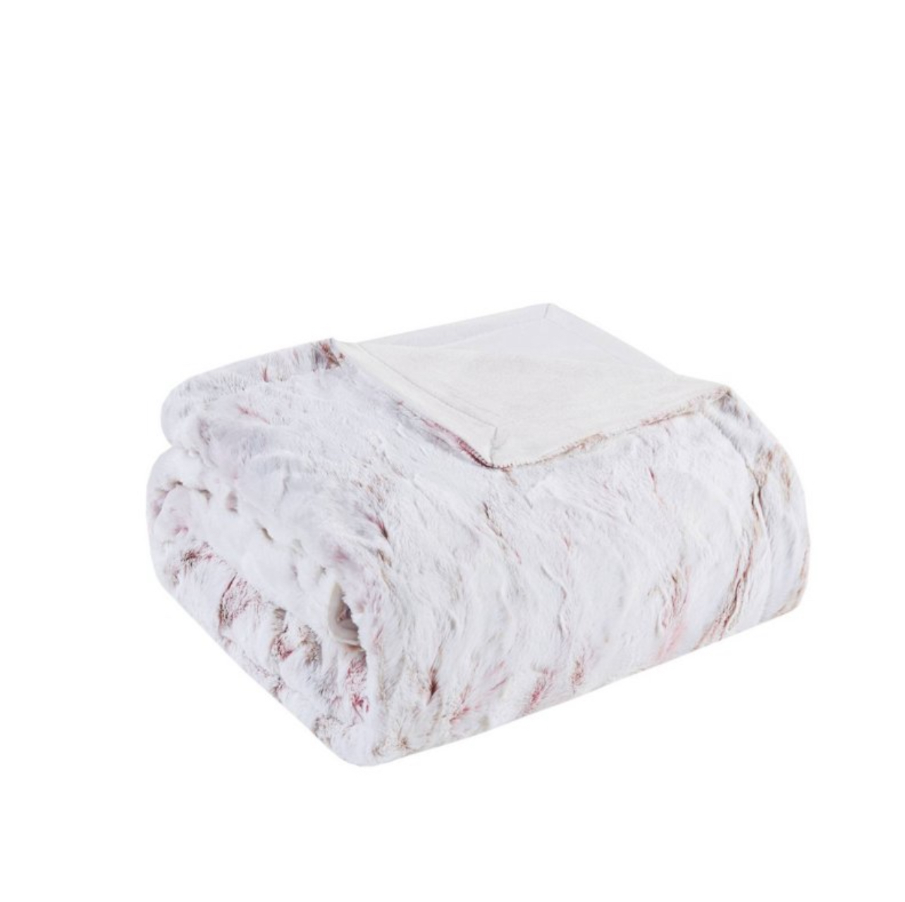 60"x70" Oversized Aina Faux Fur Throw Blanket Blush - Madison Park: Hypoallergenic, Marble Pattern, Soft