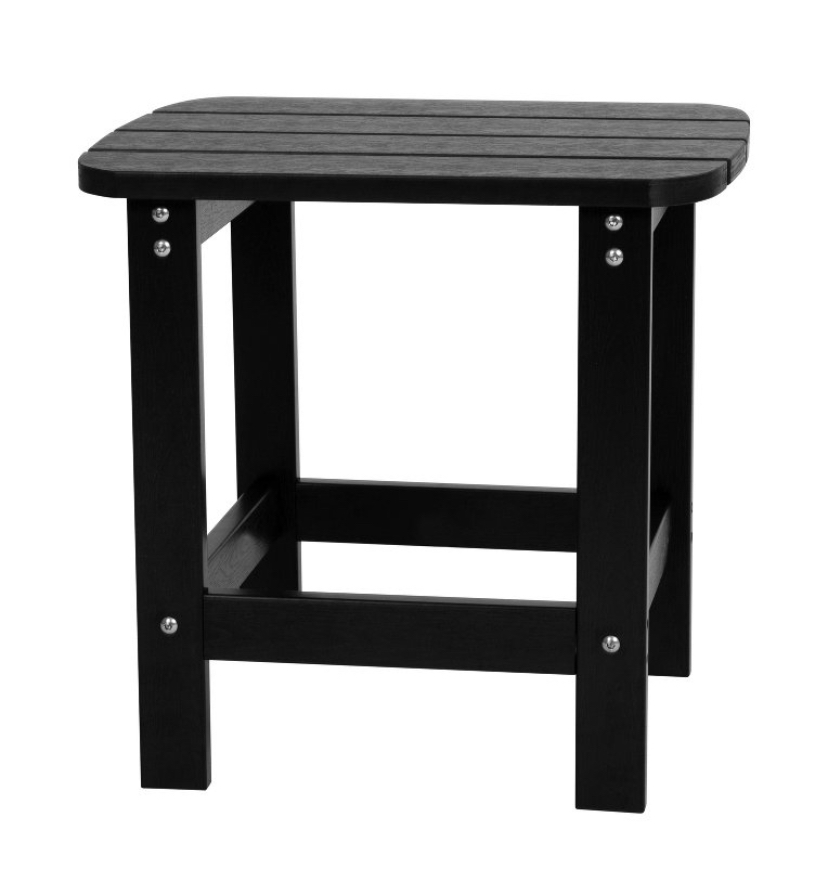 Flash Furniture Charlestown All-Weather Poly Resin Wood Adirondack Side Table In Black