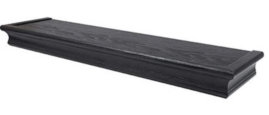 HIGH & MIGHTY Decorative 24" Floating Shelf Holds up to 20lbs, Easy Tool-Free Dry Wall Installation, Beveled, eCommerce Packaging, Black