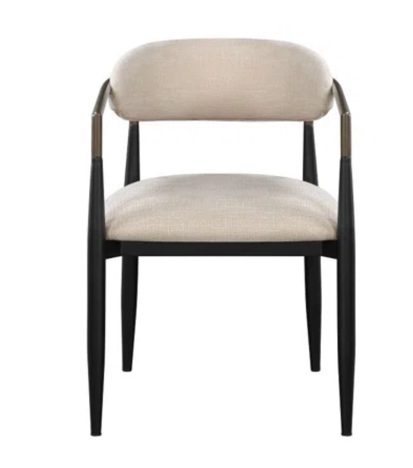 Boise Beige and Black Fabric Upholstered and Metal Frame Dining Chairs (Set of 2)