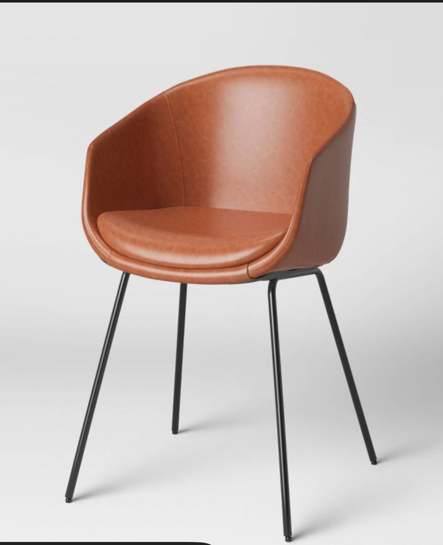 Mossman Faux Leather Tub Dining Chair Brown - Threshold™: Modern Upholstered, Curved Back, Flared Legs