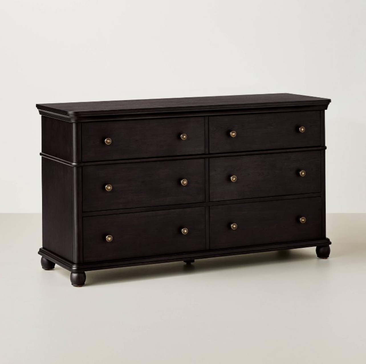 Traditional Wooden 6-Drawer Horizontal Dresser - Black - Hearth & Hand™ with Magnolia Furniture