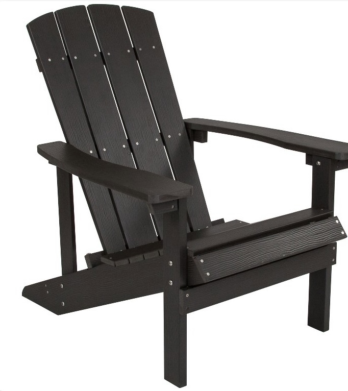 Flash Furniture Charlestown All-Weather Poly Resin Wood Adirondack Chair In Slate Gray