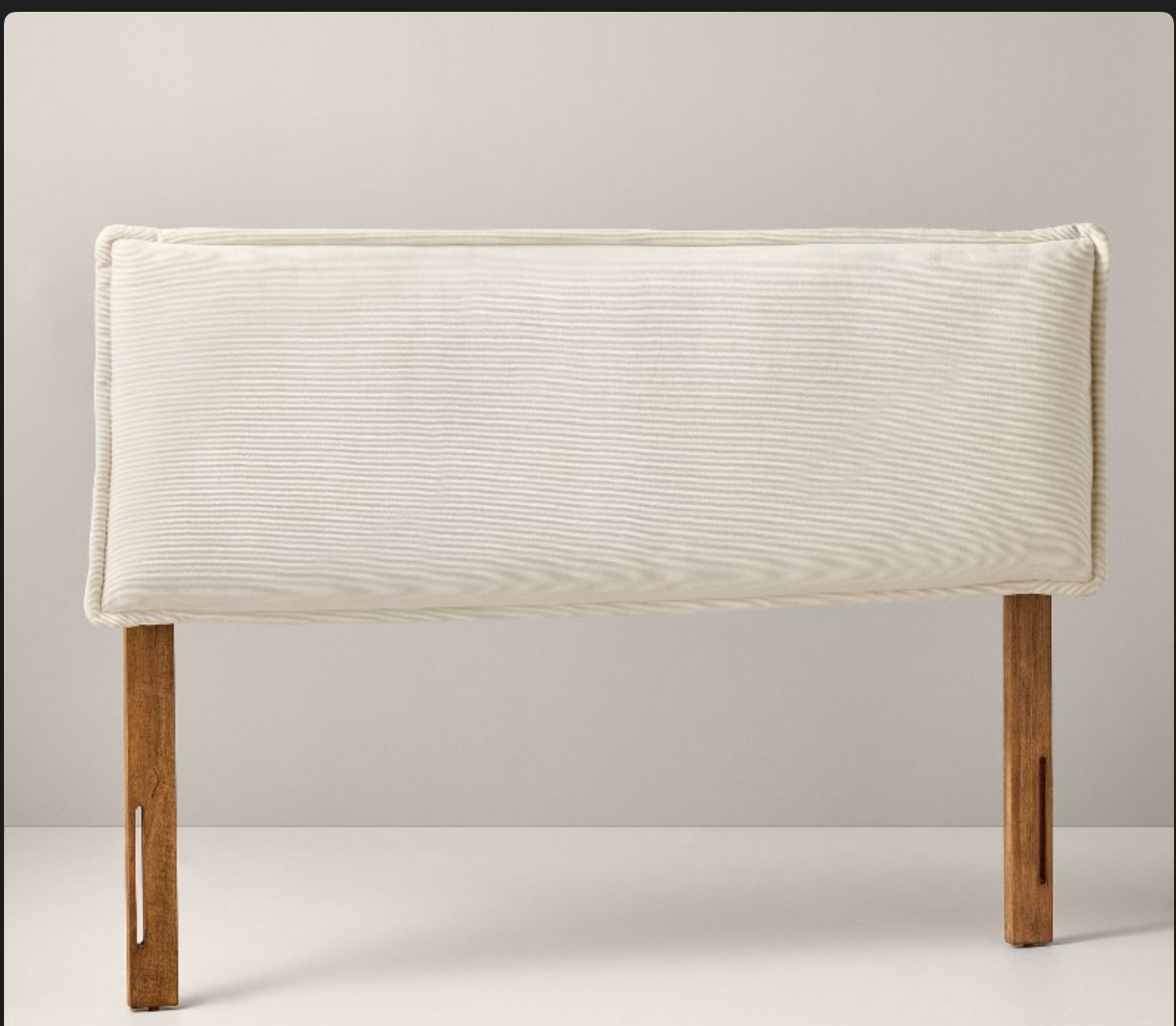 King Corduroy Upholstered Headboard Cream - Hearth & Hand™ with Magnolia: Farmhouse Style, Bed Frame Mounted