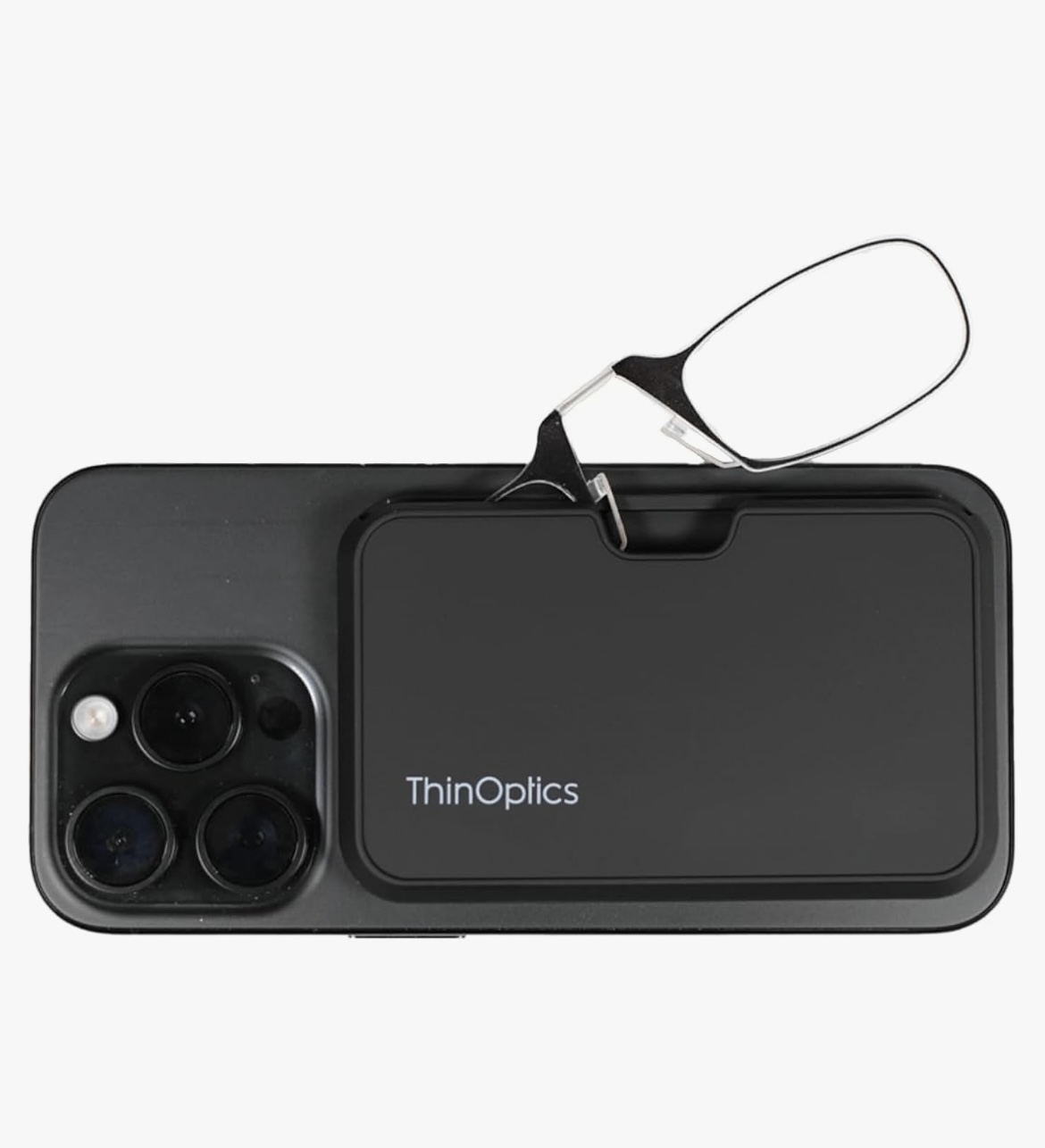 ThinOptics Readers with Pod Case - Armless On-Nose Reading Glasses - Slim Case Attaches to Phone - MagSafe Compatible