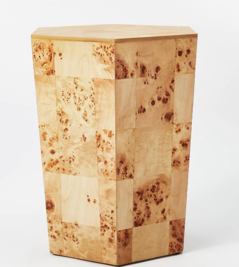 Ogden Burled Wood Accent Table Brown - Threshold™ designed with Studio McGee: Hexagon Handcrafted,
