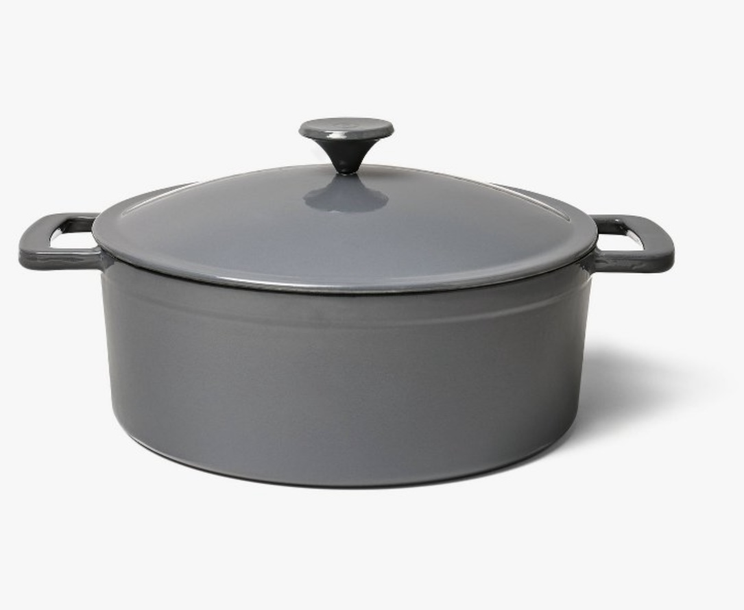 5.5qt Enamel Dutch Oven Stock Pot Gray Eclipse - Figmint™: Cast Iron Lid, Even-Heating, Induction Compatible