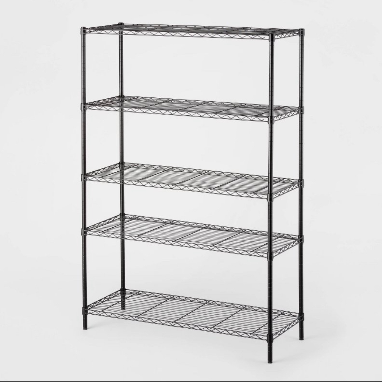 5 Tier Wide Wire Shelving Black - Brightroom™: Adjustable Metal Storage Unit, 72.63" H, 350 Ib Capacity, 5 Shelves