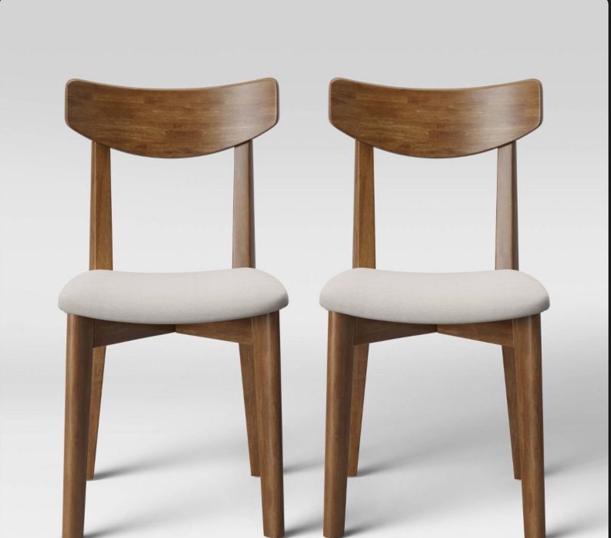 2pk Astrid Mid-Century Upholstered Seat Dining Chairs Walnut - Threshold™