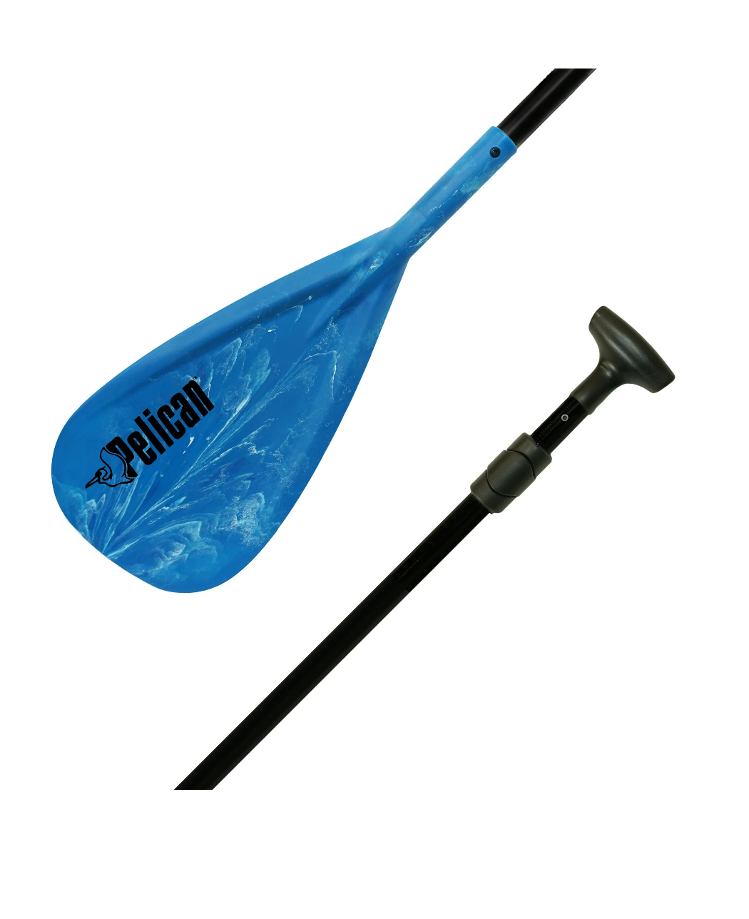 Pelican - Vortex SUP Paddle - 70 to 87 in -Aluminum Shaft with Reinforced Fiberglass Blades - Blue