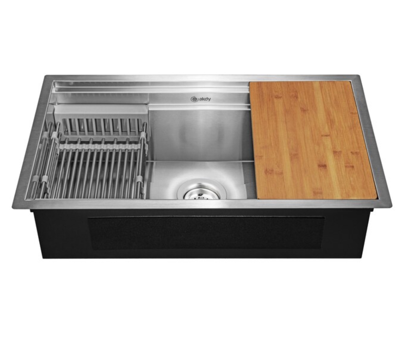 AKDY Undermount 32-in x 18-in Brushed Stainless Steel Single Bowl Stainless Steel Workstation Kitchen Sink