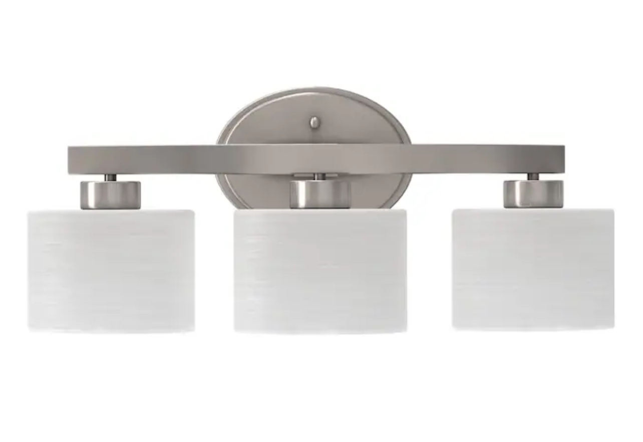 allen + roth Merington 21.5-in 3-Light Brushed Nickel Transitional Vanity Light