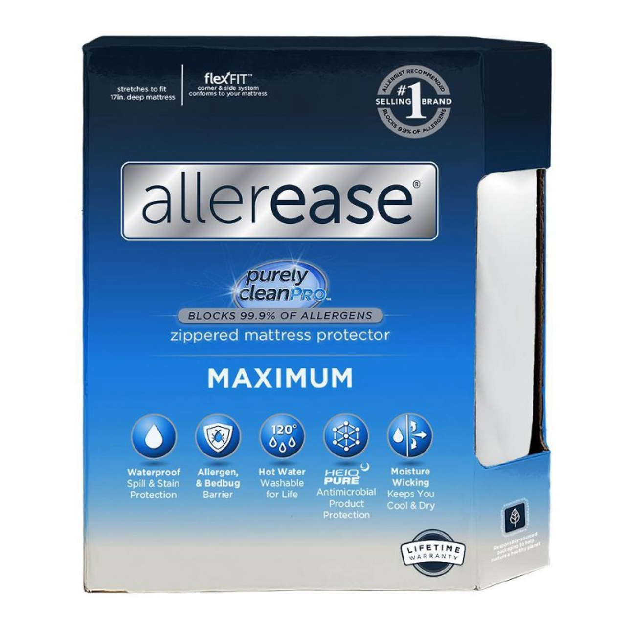 Allerease Twin Maximum Waterproof Allergy and Bedbug Protection Zippered Mattress Protector: Hypoallergenic Twin Bed Encasement