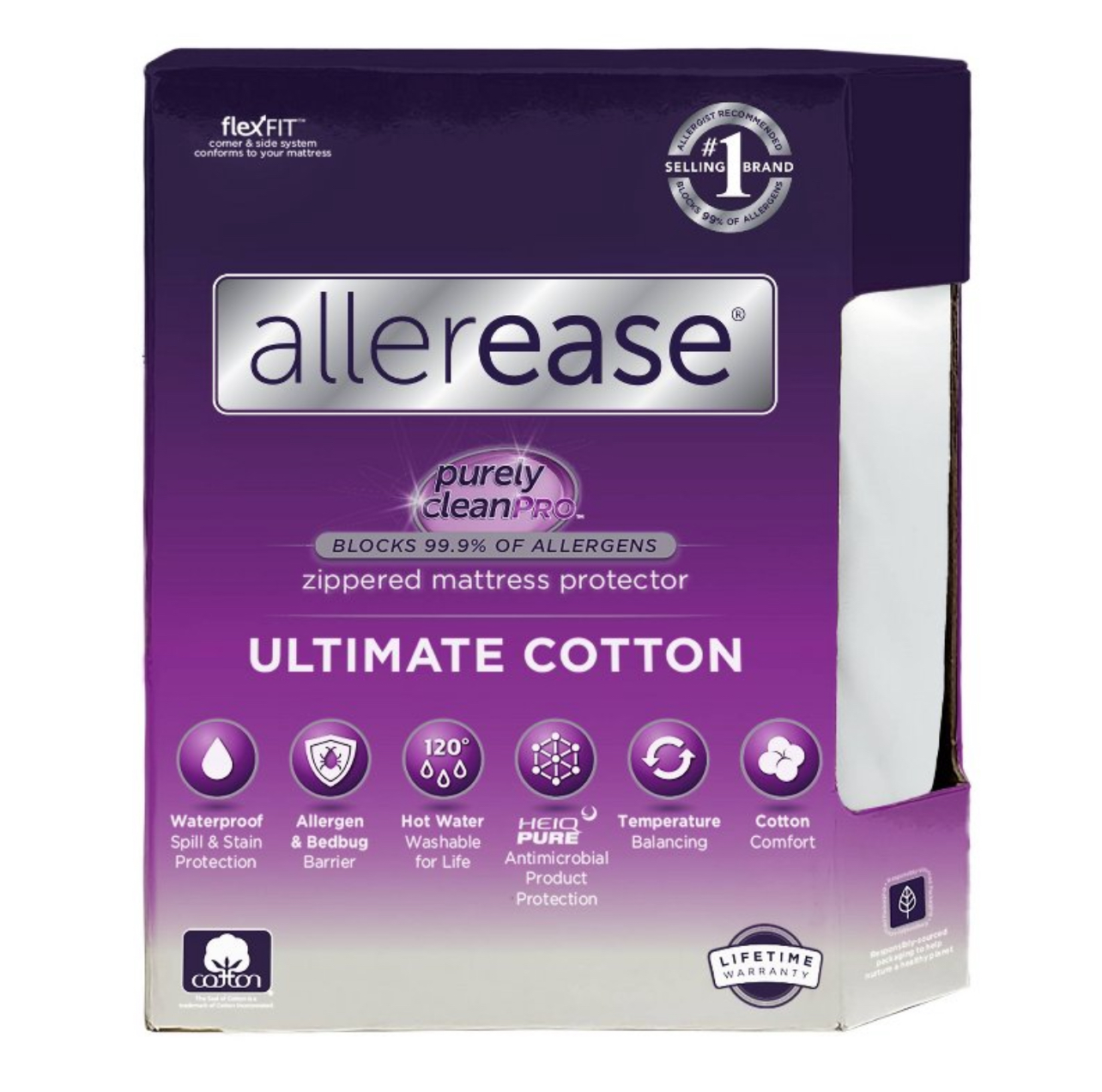 Allerease Twin Ultimate Cotton Waterproof Allergen and Bedbug Barrier Zippered Mattress Protector: Hypoallergenic Encasement