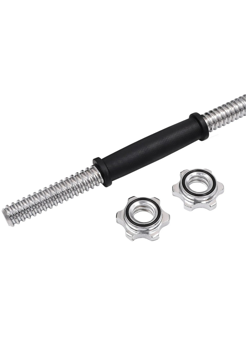 Athletic Works 14 inch Adjustable Dumbbell Handle, Fit 1" Weight Plate, Single Bar with 2 Collar, Black