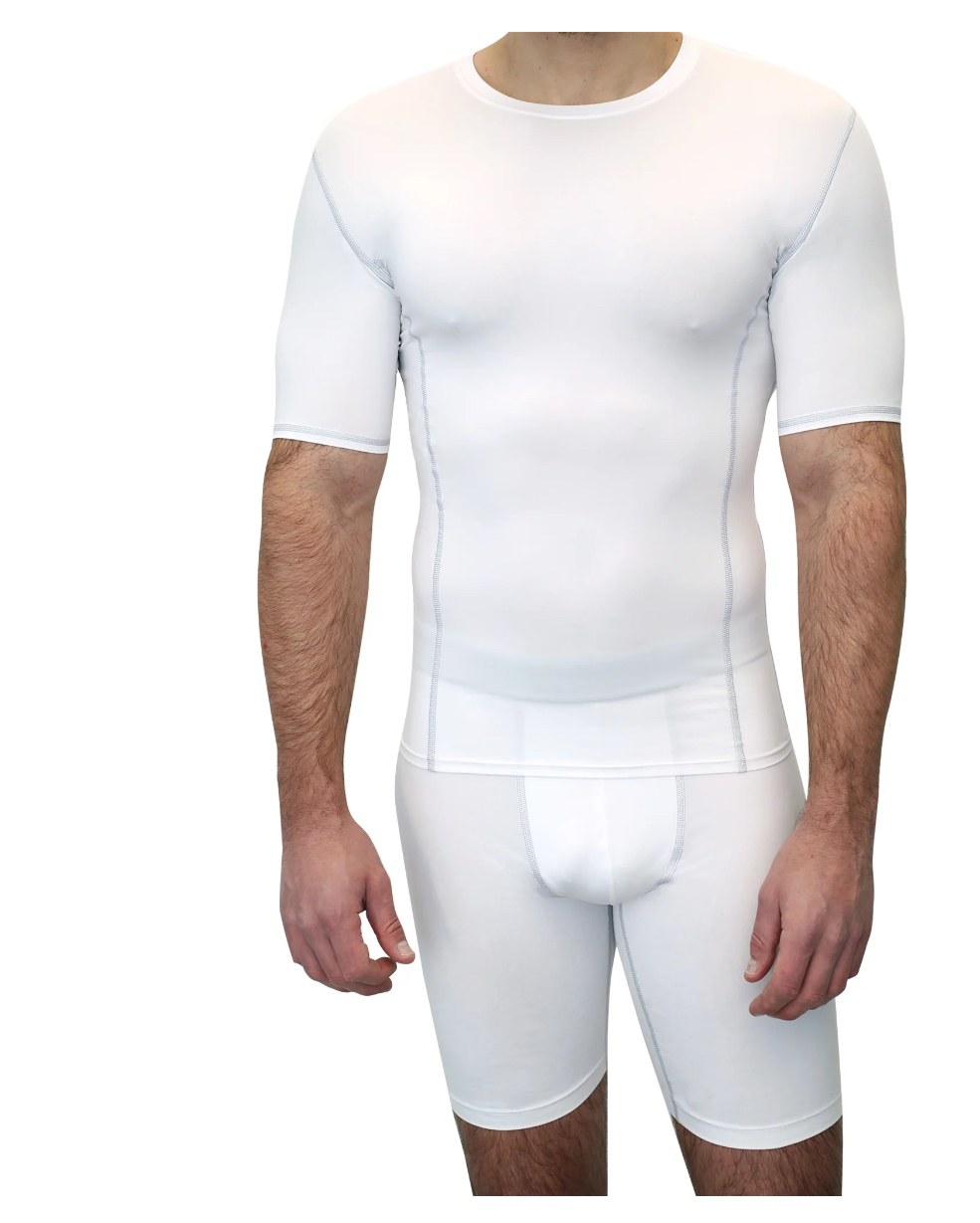 Athletic Works Adult Compression Crewneck Tee, Small, White, Unisex, 1 Pack