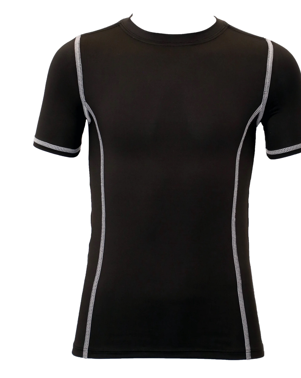 Athletic Works Youth Unisex Compression Crewneck Tee, Small, Black