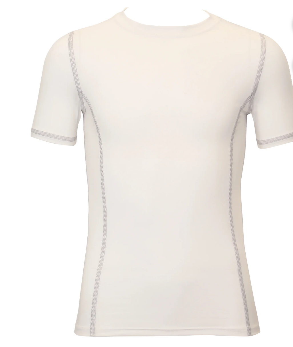 Athletic Works Youth Unisex Compression Crewneck Tee, Small, White