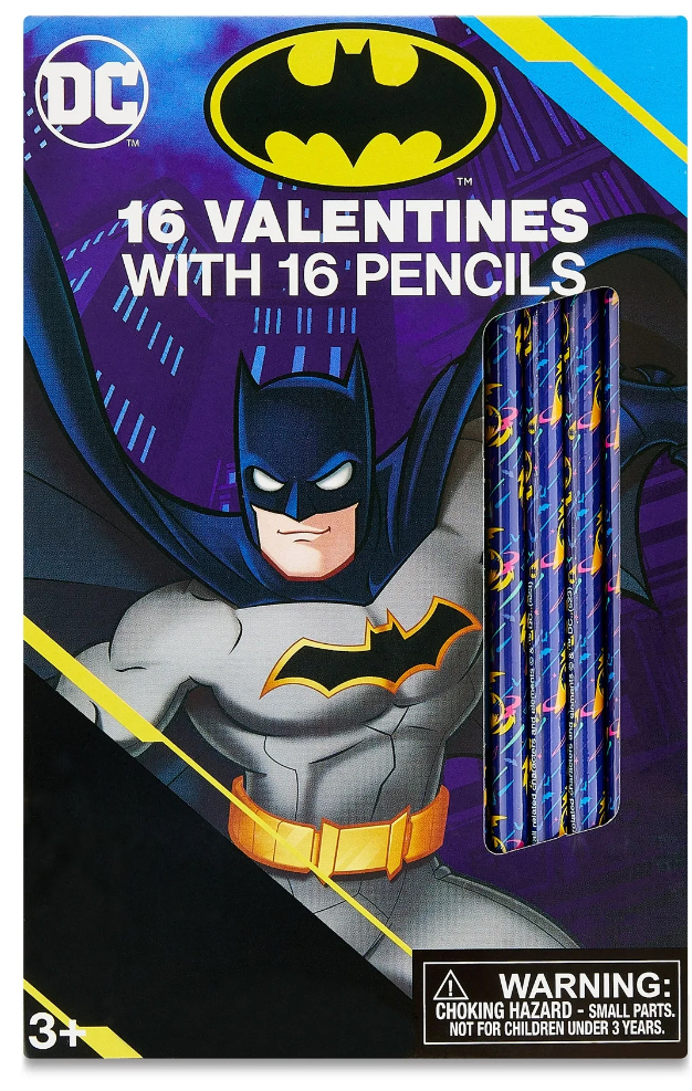 Batman Valentine Exchange Cards with Bonus Pencils, Greeting Card Set, Paper, 16 Count