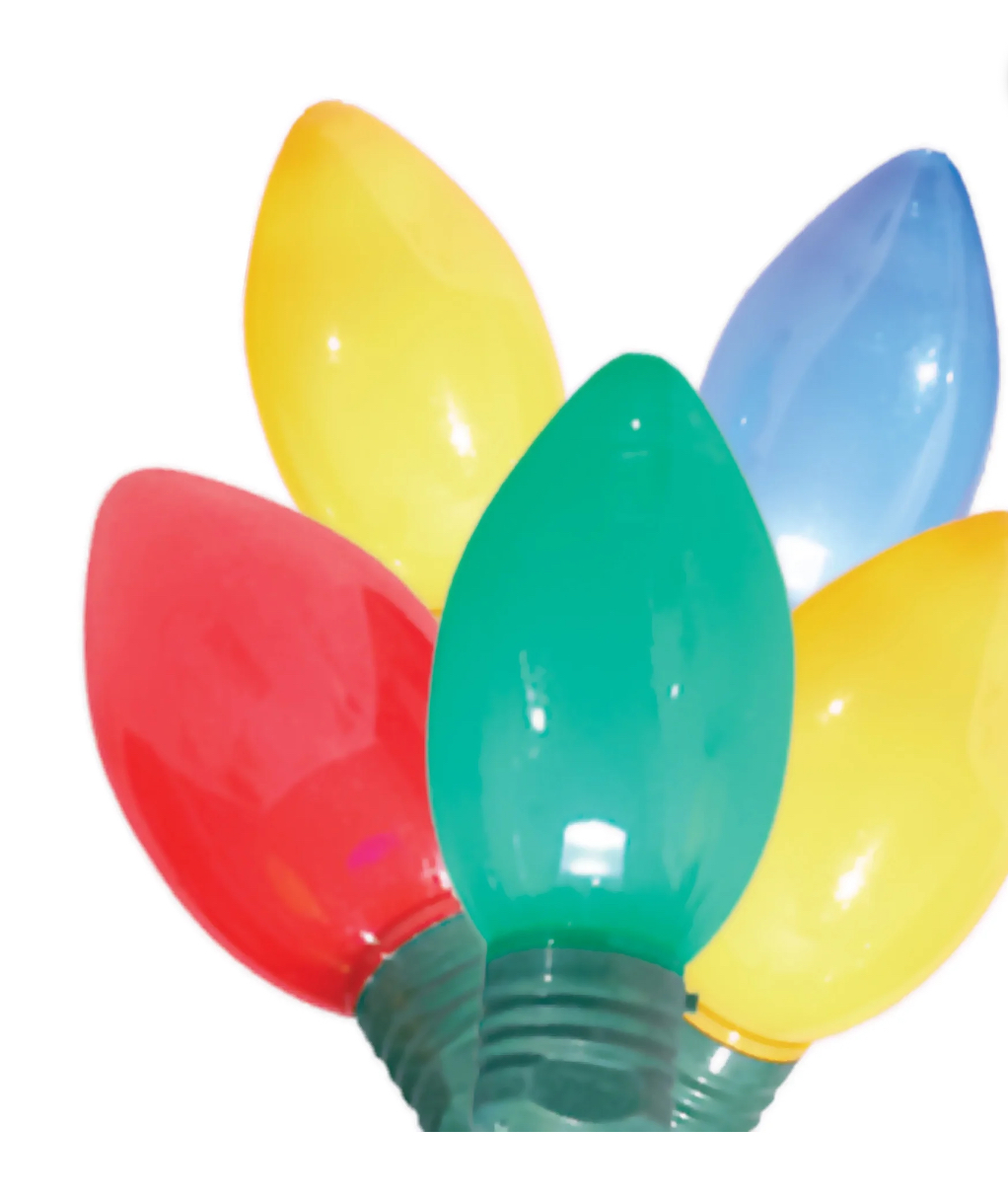 Battery-Operated LED C9 Light Bulb Necklace with 4 Lighting Functions, 12 Bulbs, Holiday Time