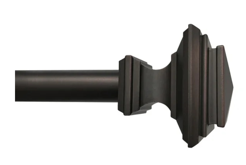 Better Homes & Gardens 1" Oil-Rubbed Bronze Square Adjustable Single Curtain Rod Set, 42"-120"