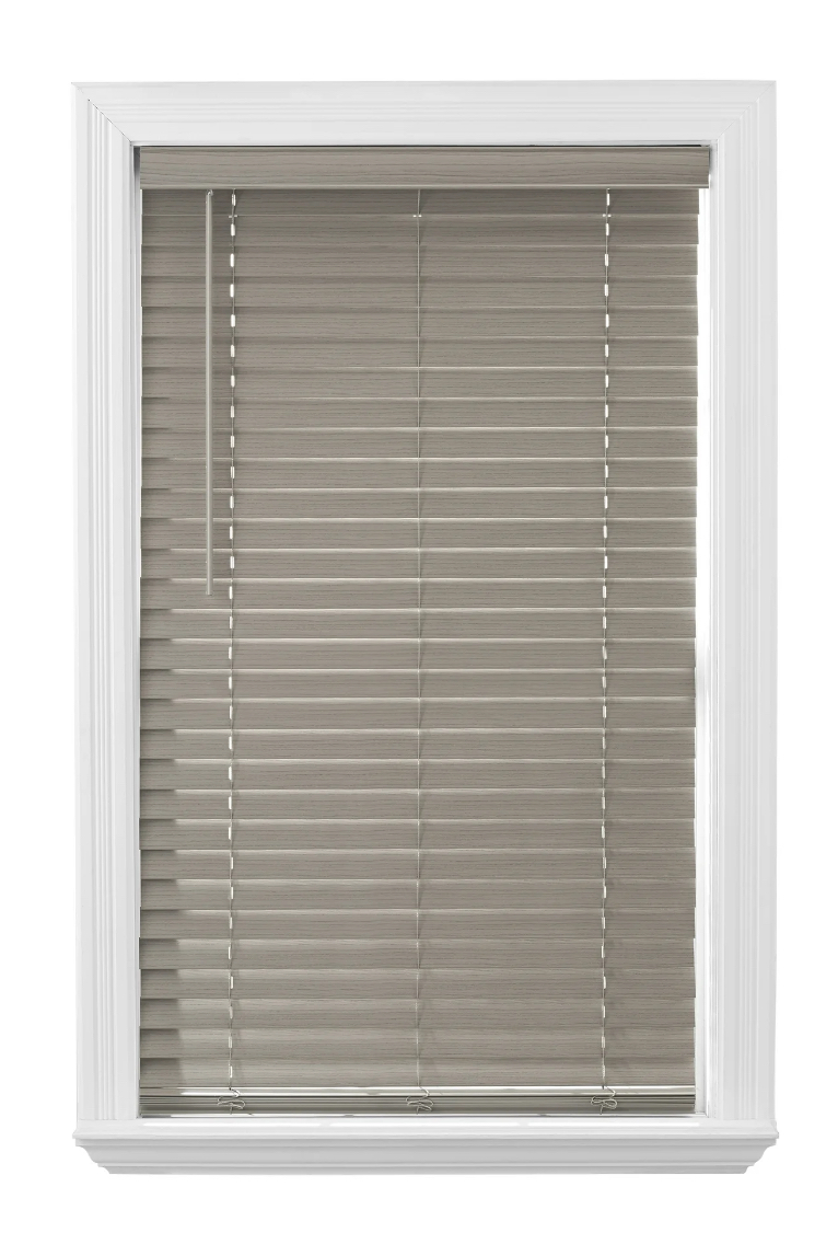 Better Homes & Gardens 2" Cordless Faux Wood Horizontal Blinds, Rustic Gray, 34" W × 64" L