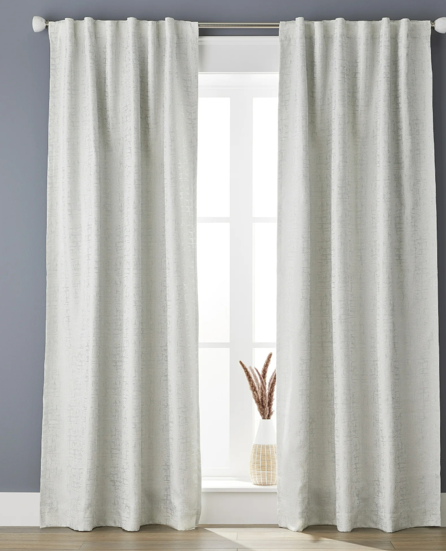 Better Homes & Gardens Soft Silver Abstract Rod Pocket Blackout Living Room Curtain Panel, 50" x 84"