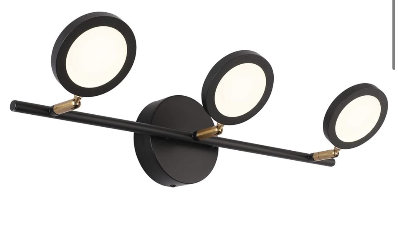 Black Vanity Lights Bulb 3-Lights LED Wall Sconces in Bathroom Up or Down Rotated Bath Light Fixture 21.26 Inches 4000K