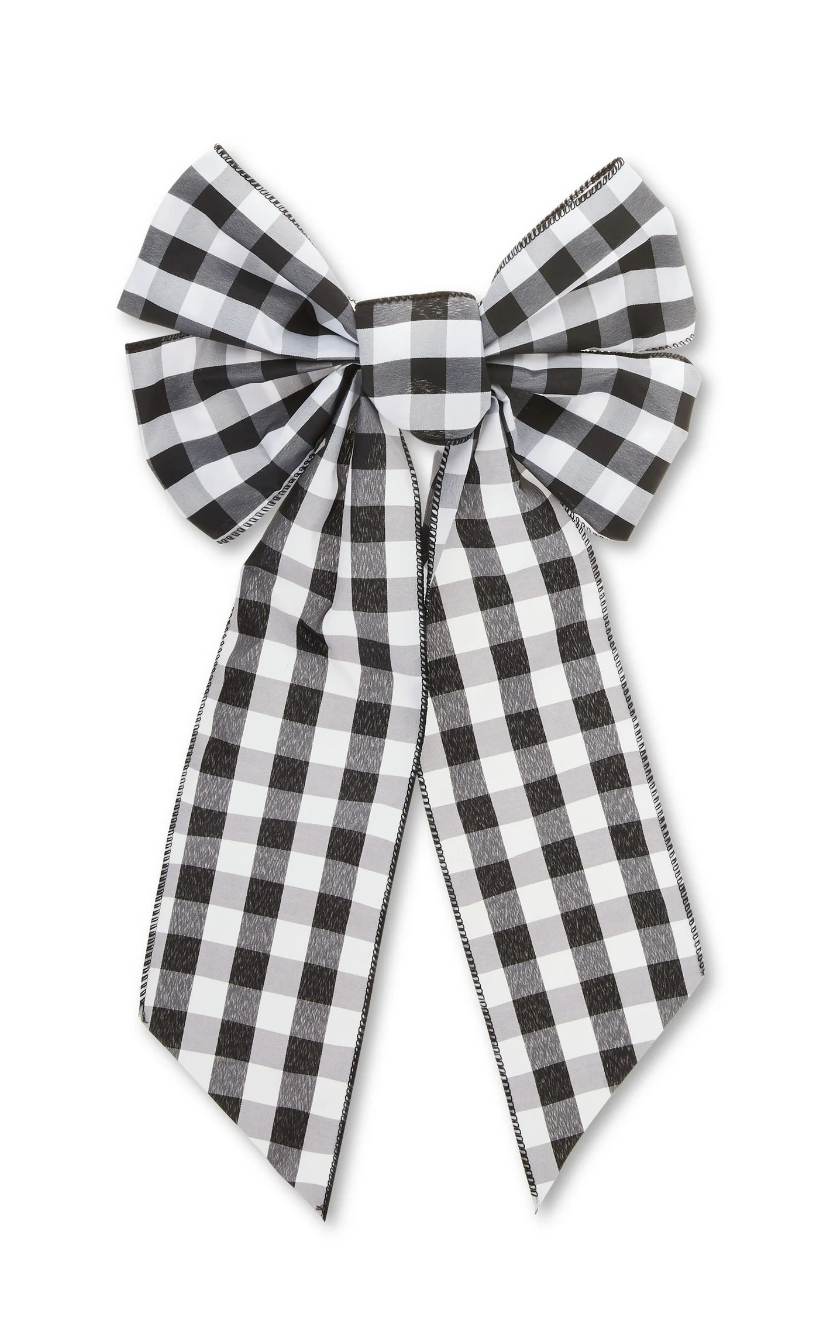 Black White Buffalo Plaid Christmas Wreath Bow - Holiday Decorations,gticphyj1412