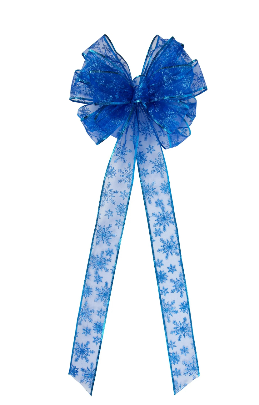 Blue Sheer Snowflake Bow, 14 in, by Holiday Time