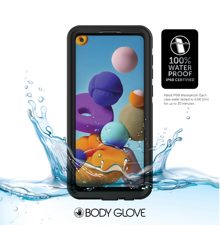 Body Glove Tidal Waterproof Phone Case for Samsung Galaxy A21 - Black/Clear