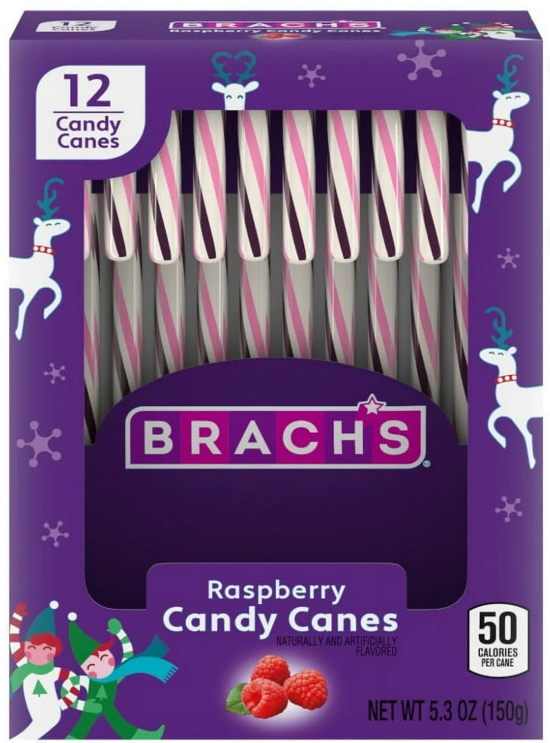 Brach's Raspberry Holiday Candy Canes, 12 Count Box, 5.3 oz
