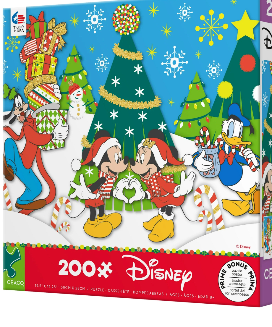 Ceaco 200-Piece Disney Mickey & Minnie Holiday Love Interlocking Jigsaw Puzzle