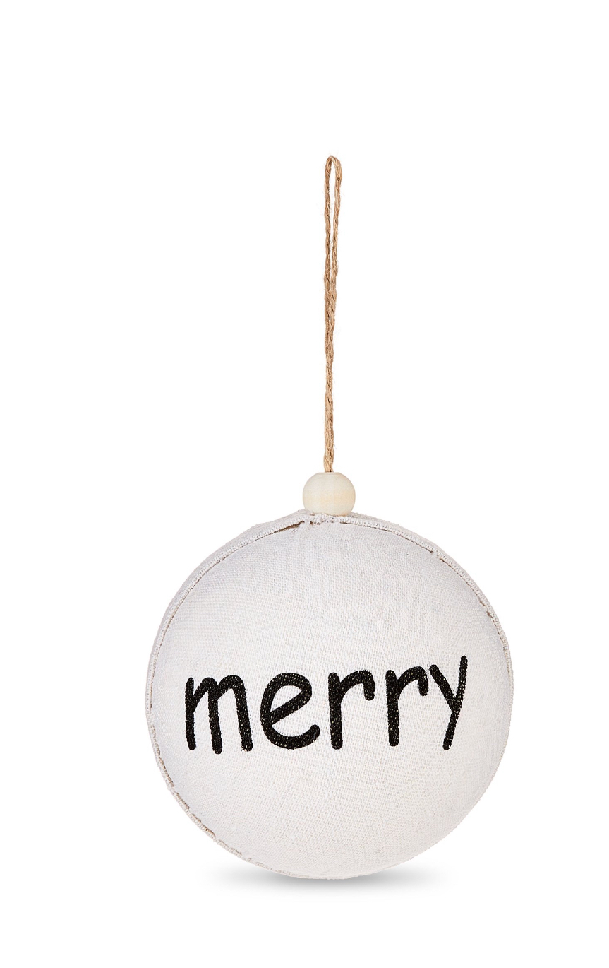 Christmas Modern 4-Count White Merry Ball Ornament Set, by Holiday Time