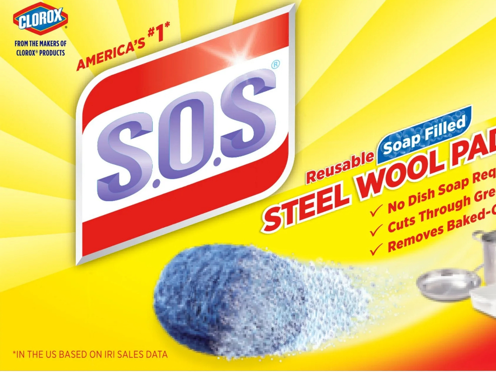 Clorox S.O.S Steel Wool Scrub Pad, 4 Ct