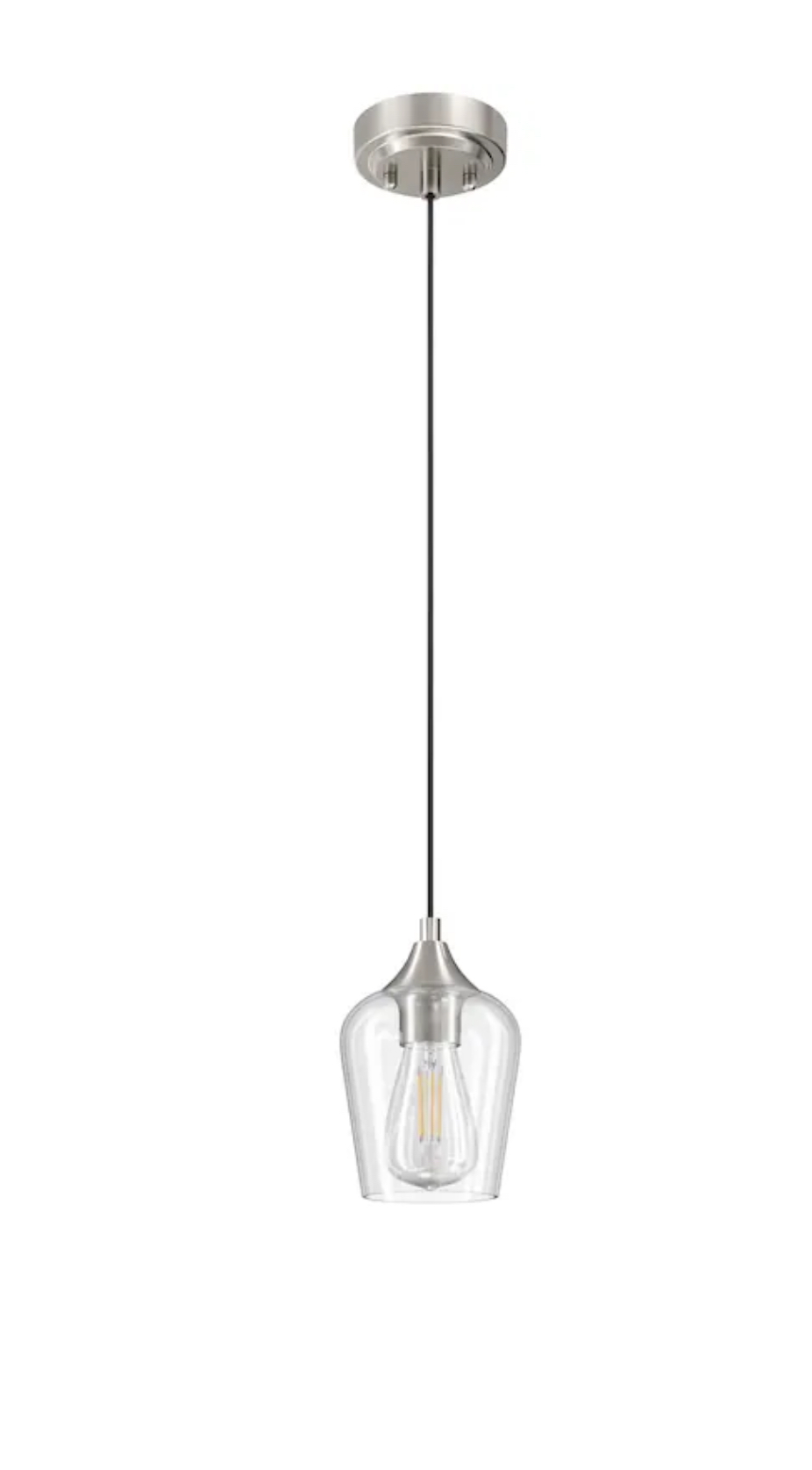 CO-Z Brushed Nickel Modern/contemporary Clear glass Cylinder Mini Hanging Pendant light