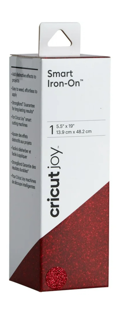 Cricut Joy'' Smart Iron-On*'' Vinyl Glitter, Red, 5.5" X 19"