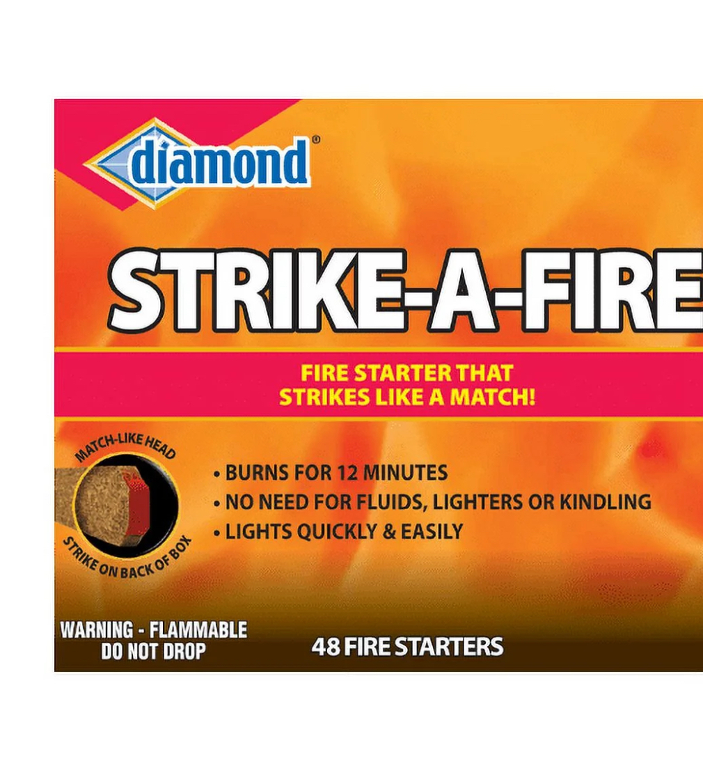 Diamond Strike-a-Fire Fire Starters, 48 Count per Pack, Strikes like a Match total weight 3.3lbs per pack