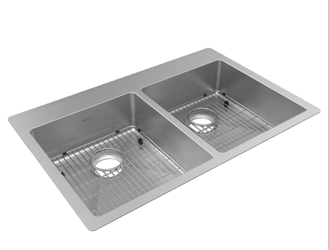 Elkay Crosstown 18 Gauge Stainless Steel 33" x 22" x 6" Equal Double Bowl Dual Mount ADA Sink Kit