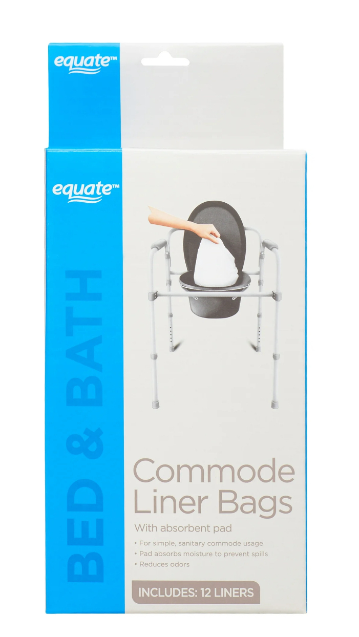 Equate Commode Liner Bags with Absorbent Pad, 12 Count